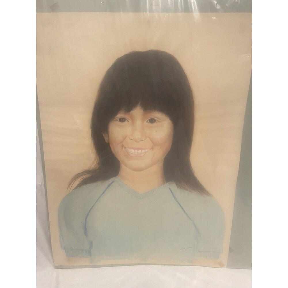 Pastel Drawing Portrays Of A Girl By Hector Zamora Dated 1982